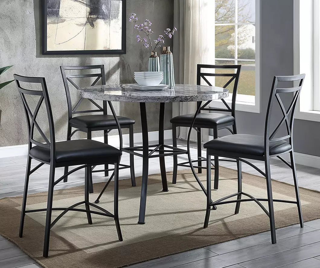 Faux Marble 5-Piece Pub Dining Set