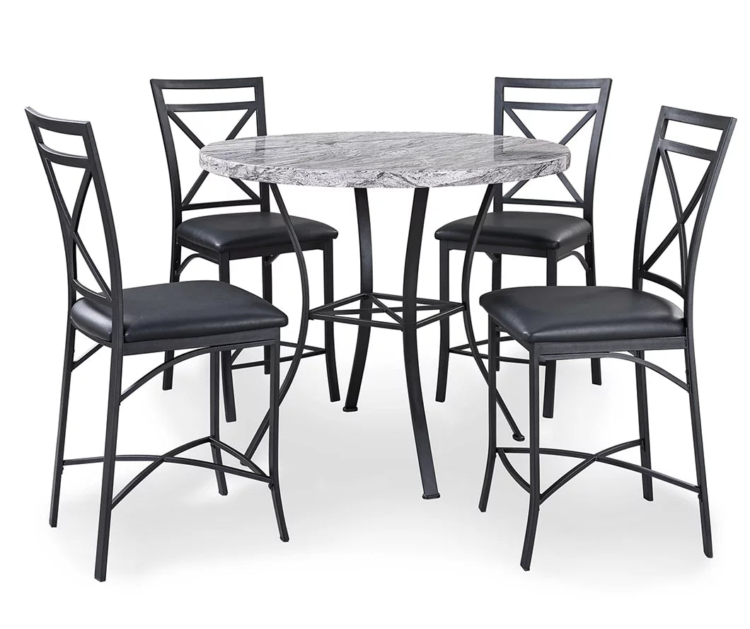 Faux Marble 5-Piece Pub Dining Set