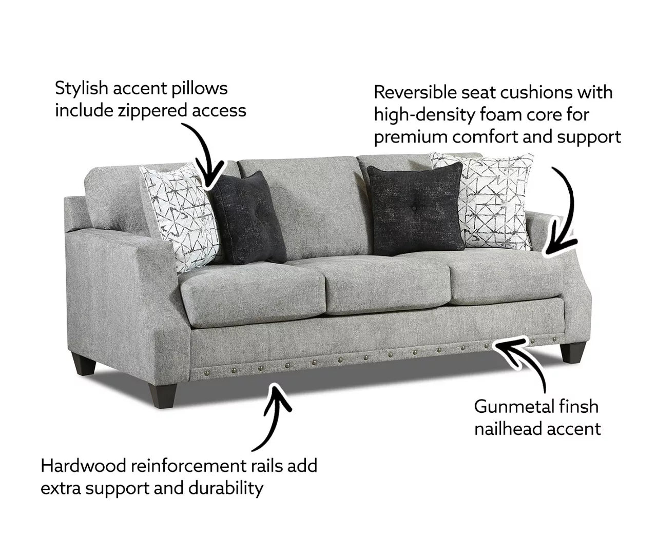 Gray Chenille Sofa