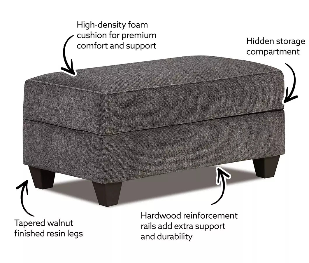 Tripoli Slate Storage Ottoman