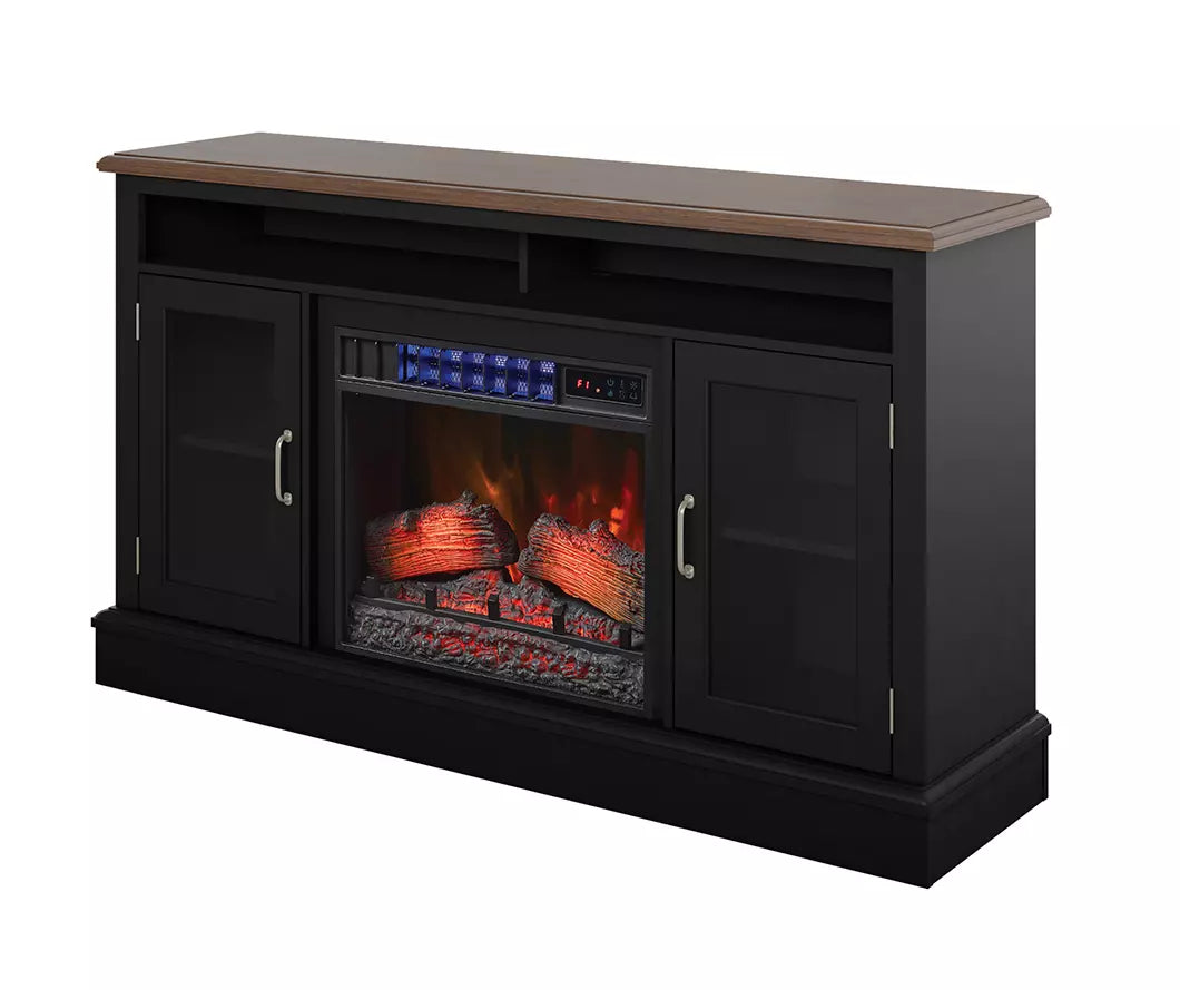 59.5" Black CoolGlow Electric Fireplace & Fan Console