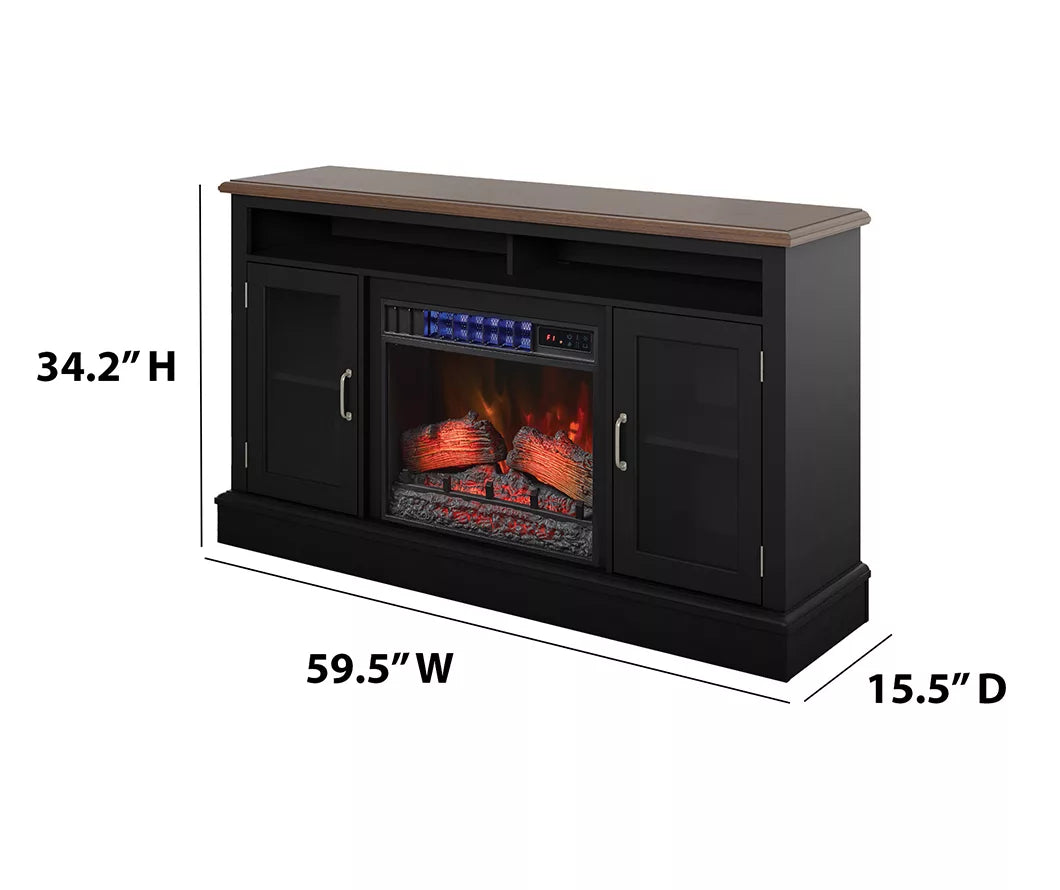 59.5" Black CoolGlow Electric Fireplace & Fan Console