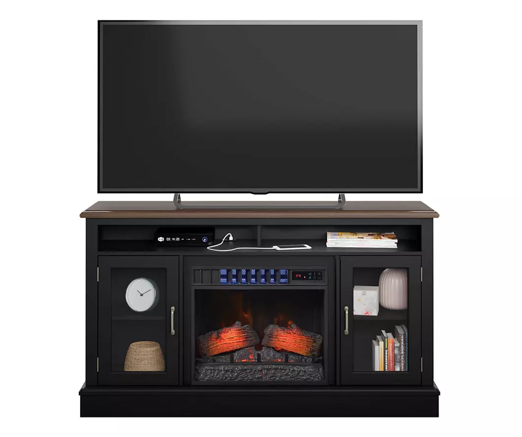 59.5" Black CoolGlow Electric Fireplace & Fan Console