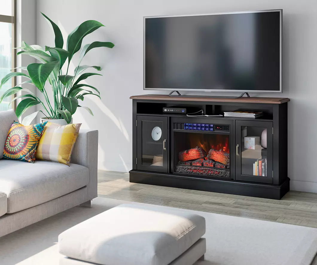 59.5" Black CoolGlow Electric Fireplace & Fan Console