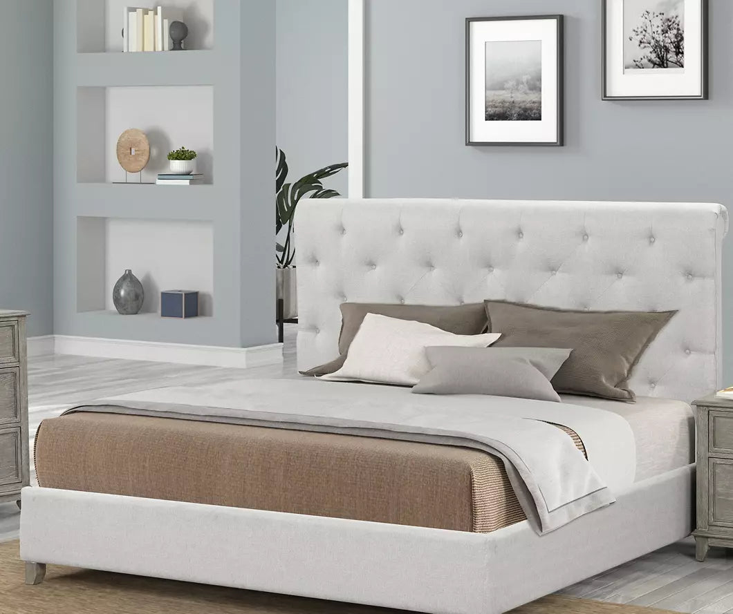 Gray Upholstered King Bed