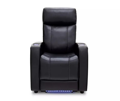 Black Home Theater Faux Leather Power Recliner with Bluetooth Audio