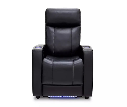 Black Home Theater Faux Leather Power Recliner with Bluetooth Audio