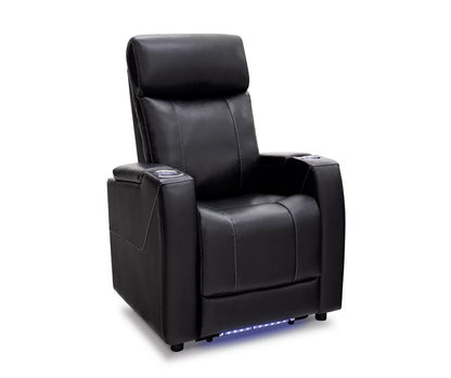 Black Home Theater Faux Leather Power Recliner with Bluetooth Audio