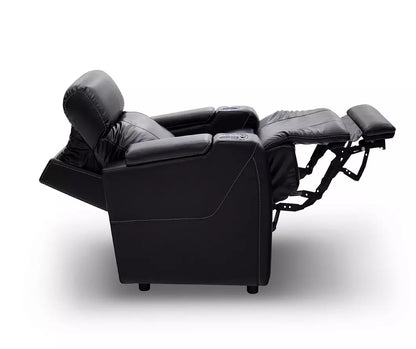 Black Home Theater Faux Leather Power Recliner with Bluetooth Audio