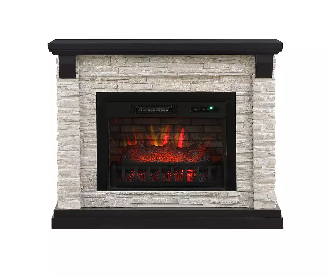 44" Faux Stone Petite Mantel Electric Fireplace