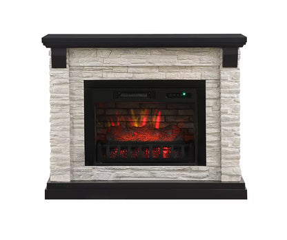 44" Faux Stone Petite Mantel Electric Fireplace