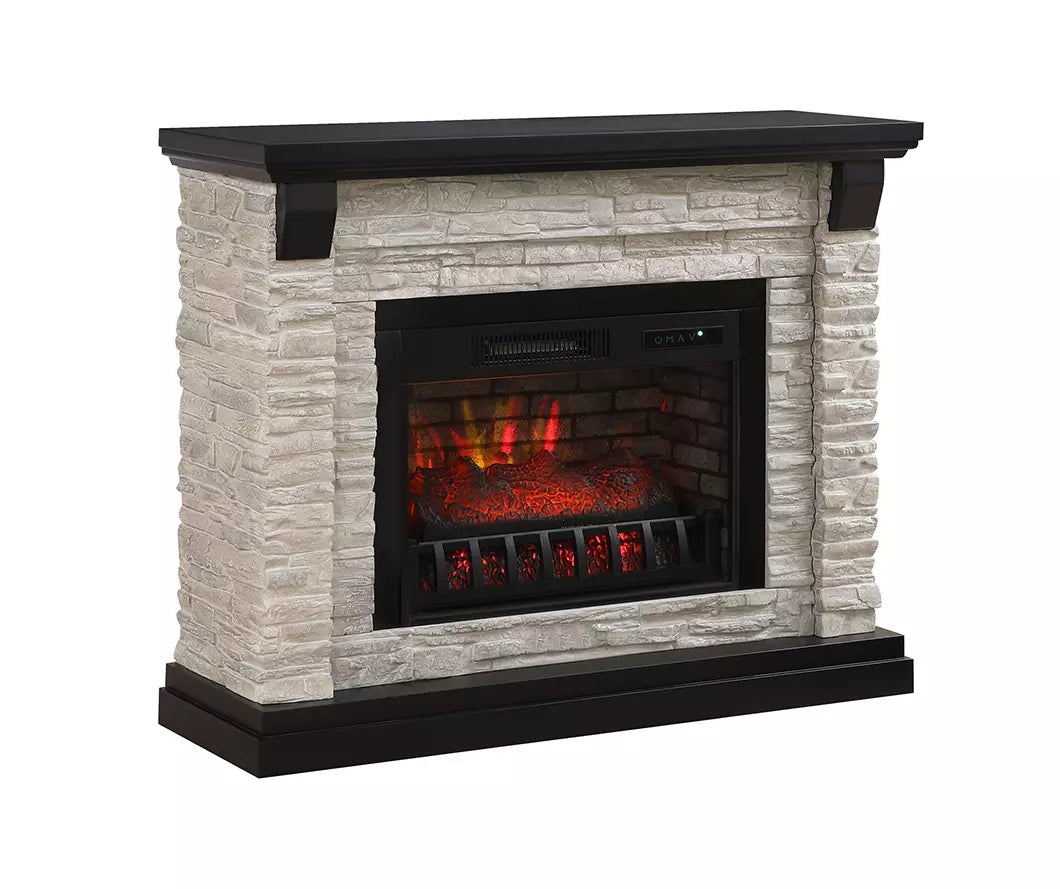 44" Faux Stone Petite Mantel Electric Fireplace