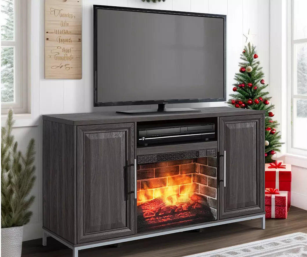 54" Gray Electric Fireplace Console