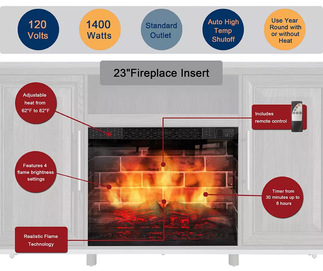 54" Gray Electric Fireplace Console