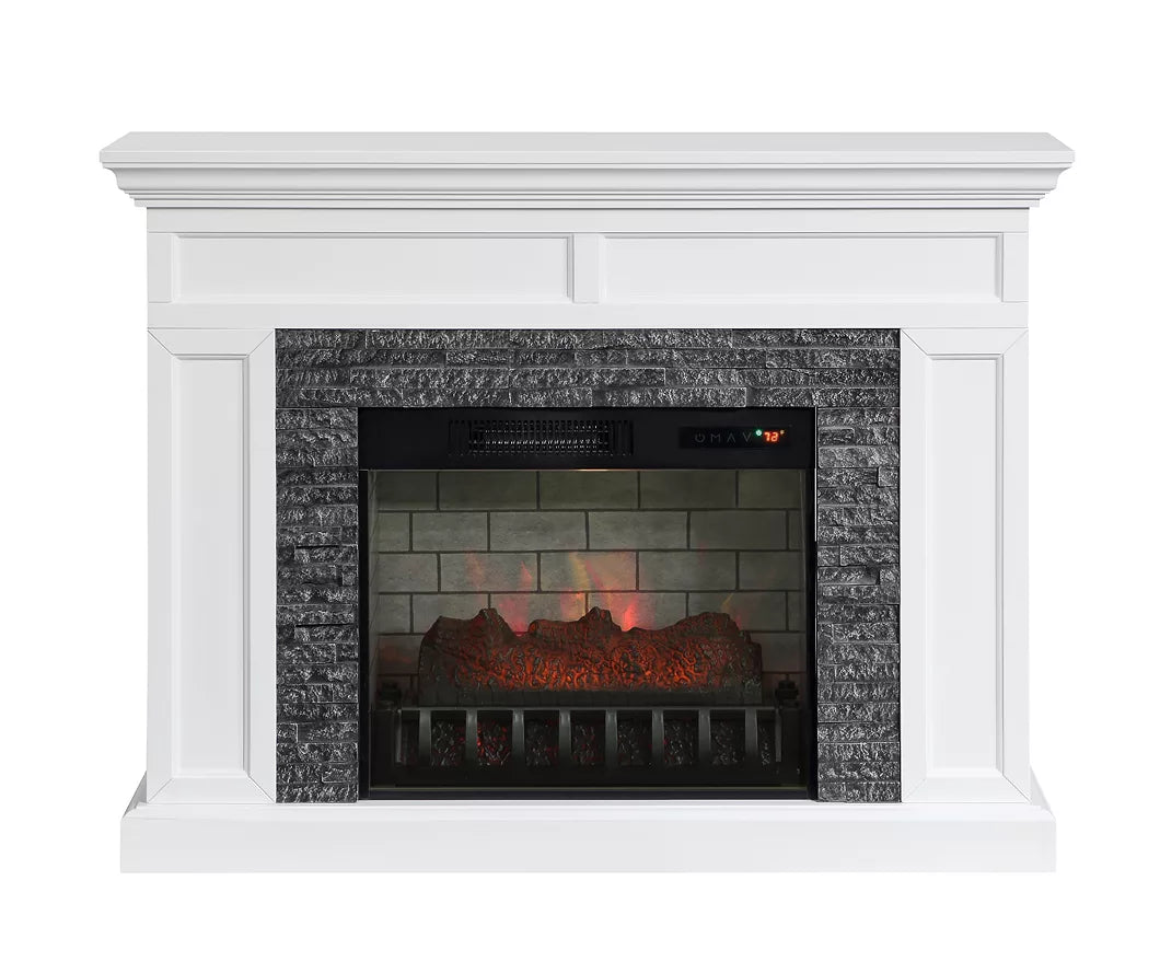 48" Faux Stone Mantel Electric Fireplace Console