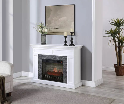 48" Faux Stone Mantel Electric Fireplace Console