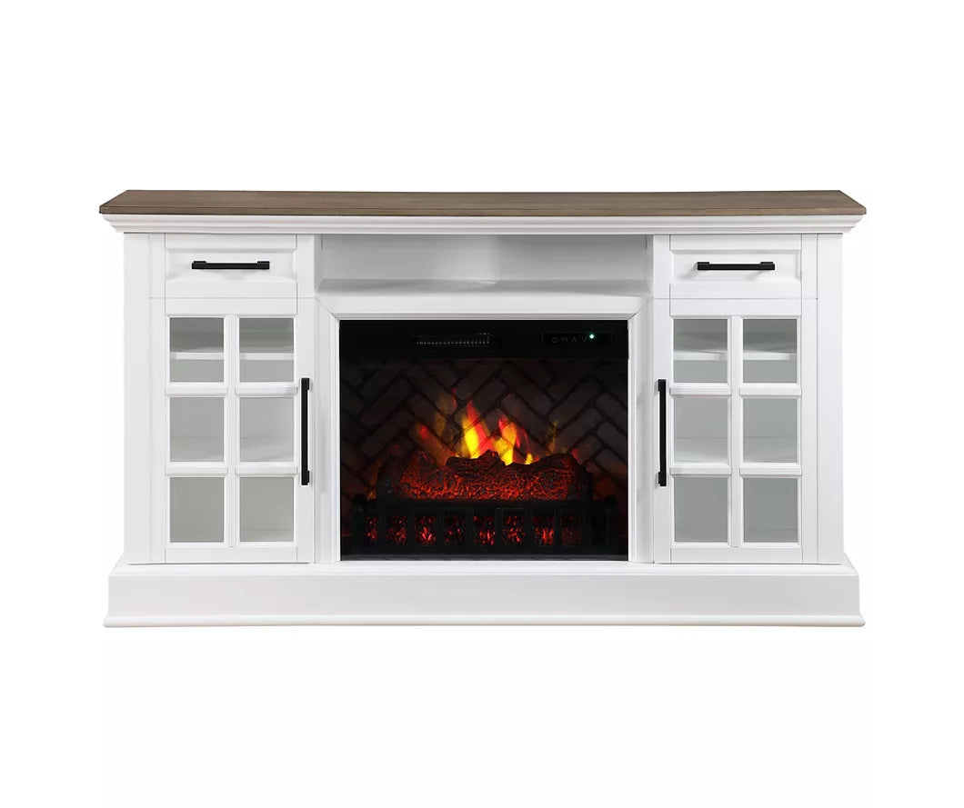 60" Two Tone Electric Fireplace Console