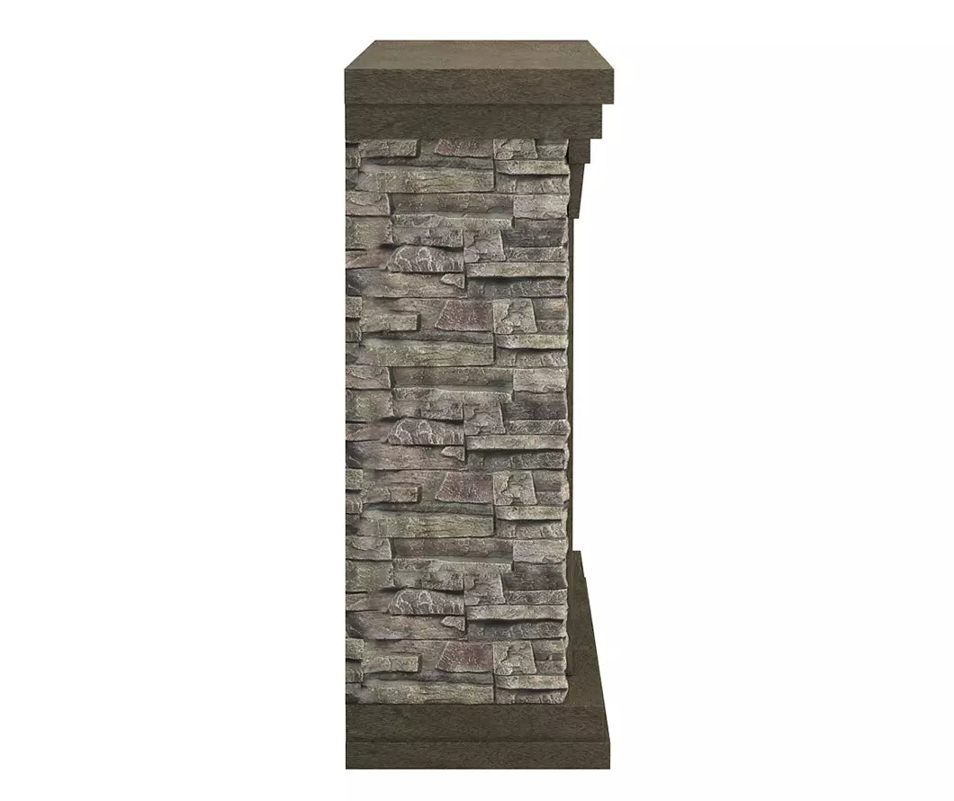 50" Rustic Faux Stone Mantel Electric Fireplace