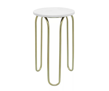 22" White & Gold Metal End Table