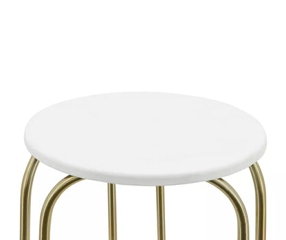 22" White & Gold Metal End Table