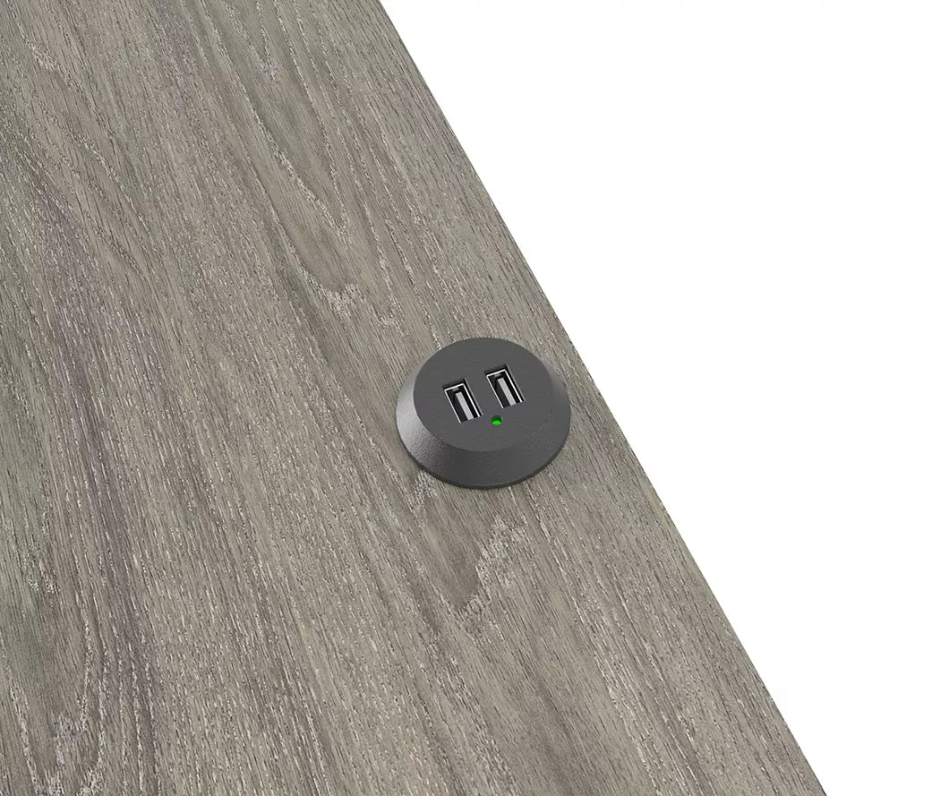 Silverton Gray Oak Nightstand with USB Charging