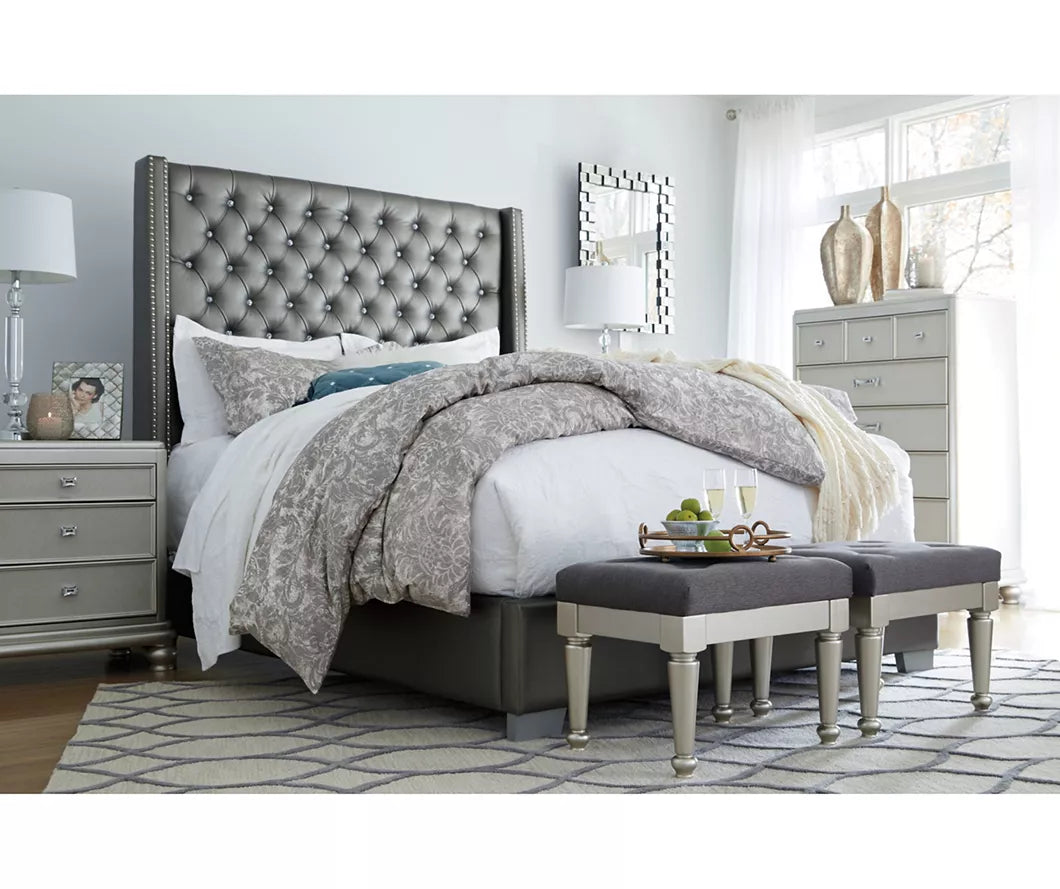 Coralayne Gray King Upholstered Bed