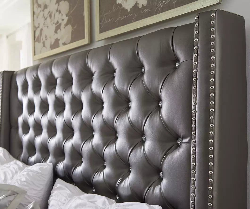 Coralayne Gray King Upholstered Bed